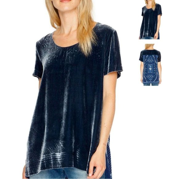 Johnny Was Tops - Johnny Was Taylor blue velvet T